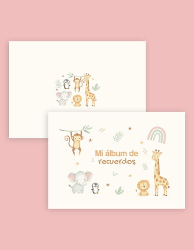 Interior imprimible - Álbum de recuerdos de bebé - animalitos