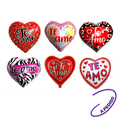 Globos Metalizados de Corazón "TE AMO" 18 pulgadas X unidad