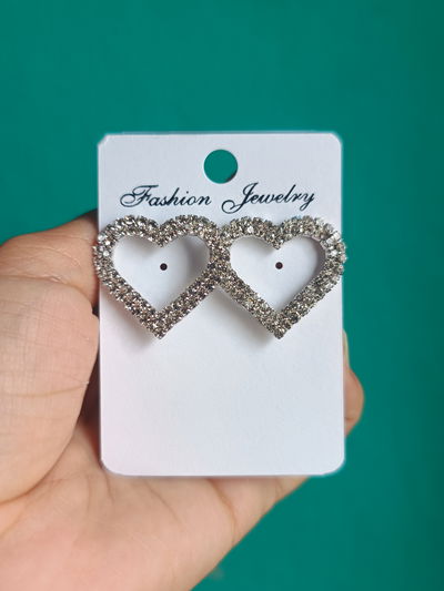 Aros strass corazón 