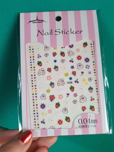 Sticker conejito y flores 