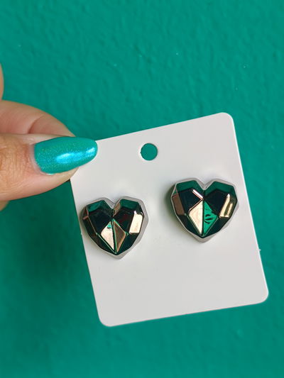 Aros corazones facetados Niquel