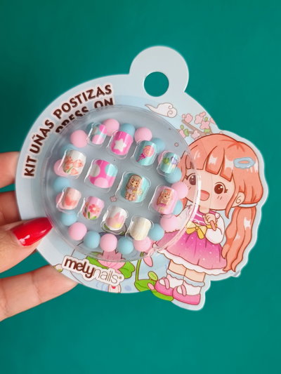 Uñas Postizas Infantil+ Pulcera Mely 
