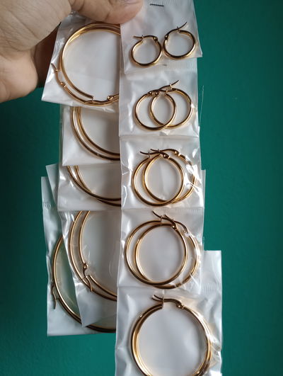 Aros argolla acero quirúrgico dorado 