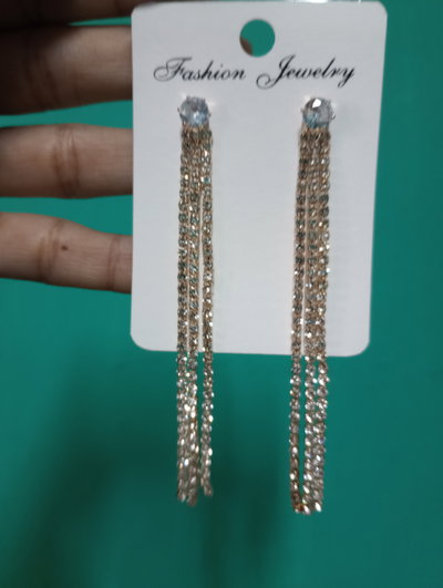 Aros colgante diamante grande y strass