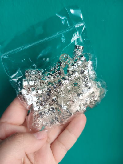 Cuff para trenzas plateado largo x50u