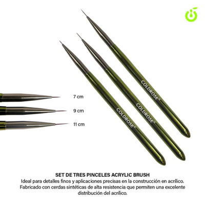 Pinceles Liners set x 3 COLDROSE (cherimoya)