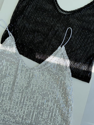 Remera Brille (Negro - Plata)