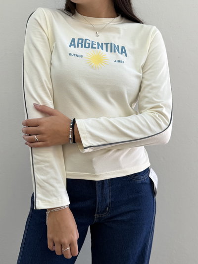 Remera Arg-ba (Crema)
