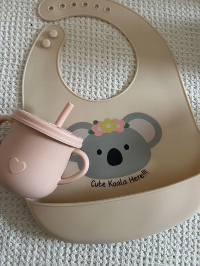 Babero Silicona koala + vaso con bombilla 
