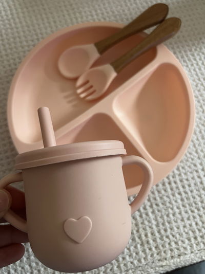 Set Alimentación Silicona + Vaso con bombilla 