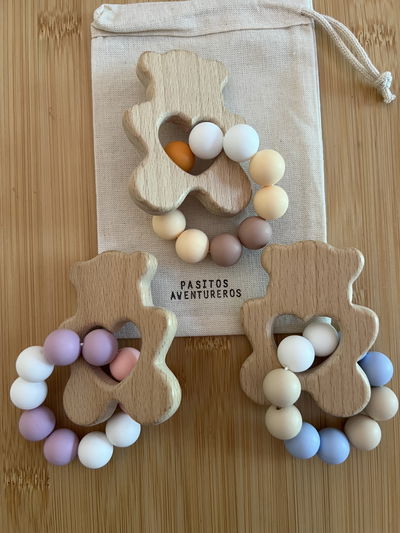 Mordillo madera y silicona (elefante/Oso) 