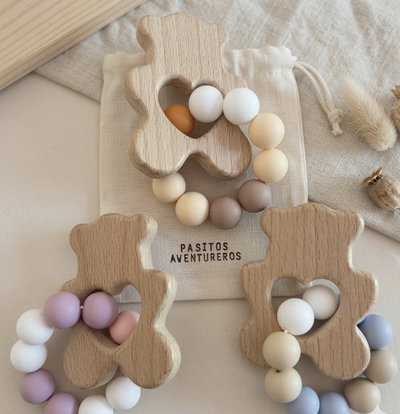 Mordillo madera y silicona (elefante/Oso)