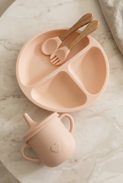 Set Alimentación Silicona + Vaso con bombilla 