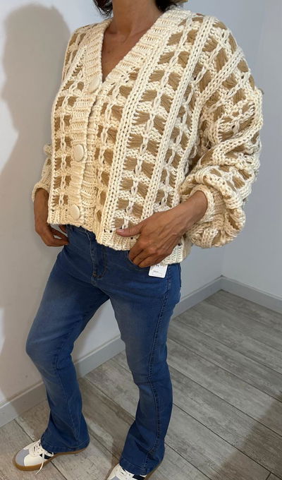 CARDIGAN TEJIDO BICOLOR