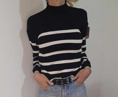 SWEATER MEDIA POLERA RAYADA BREMER CON LYCRA 
