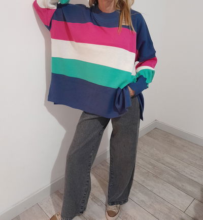 MAXI SWEATER DE LANA RAYADOS Y LISOS