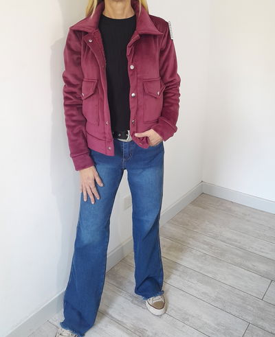 CAMPERA DE CORDEROY CON PIEL