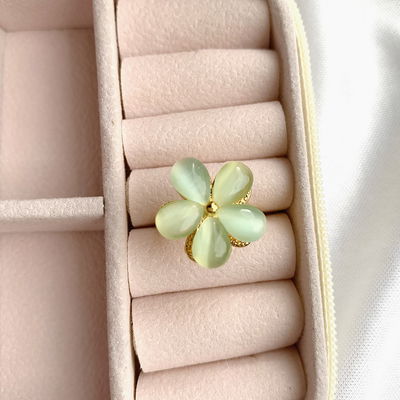 Anillo flor turquesa - giratorio
