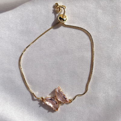 Pulsera mariposa: rosa