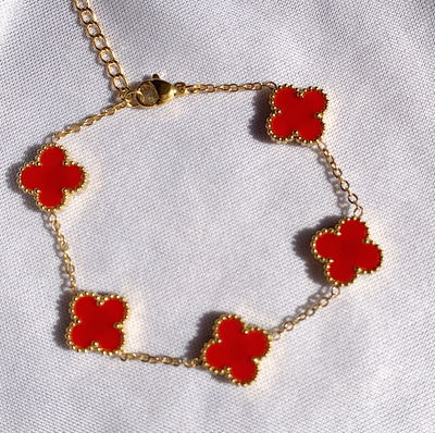 Pulsera trébol: rojo 