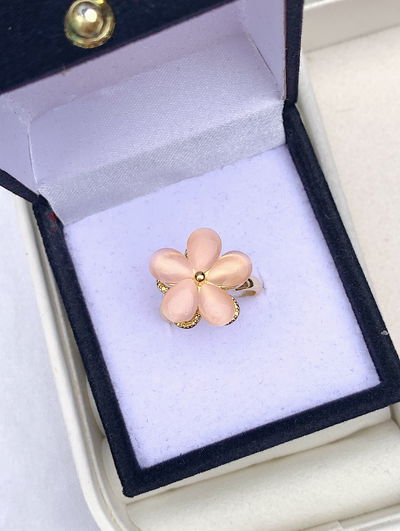 Anillo flor rosa - giratorio