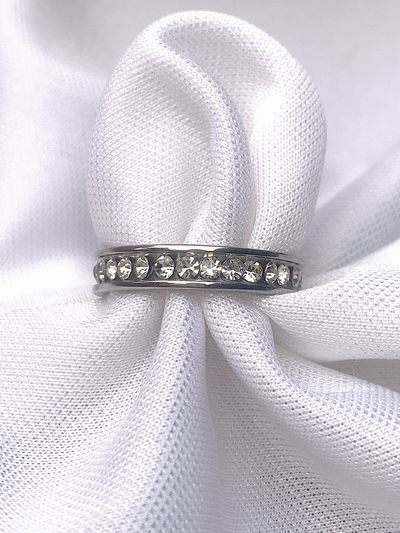 Anillo strass - plateado