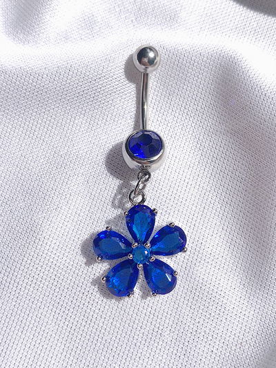 Piercing ombligo - flor azul