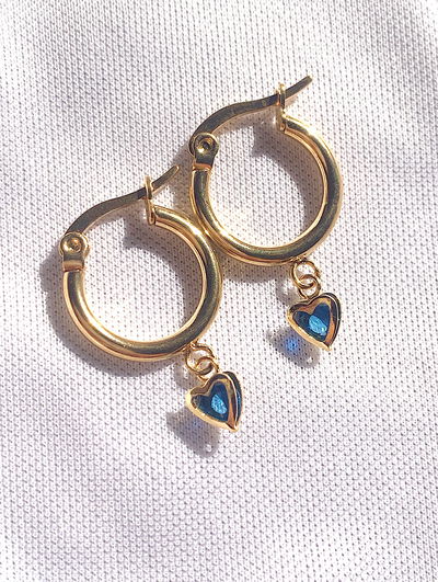 Argollitas mini corazón: azul