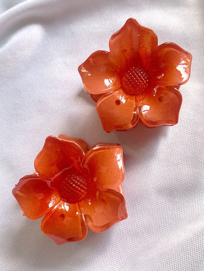 Mini broches flor x2: naranja