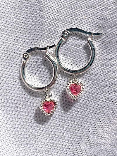 Argollitas corazón: rosa 