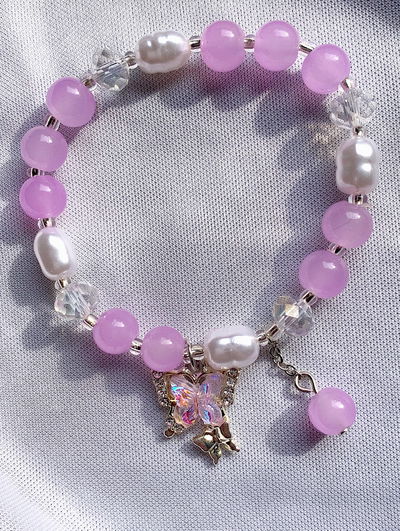 Pulsera violeta: doble mariposa
