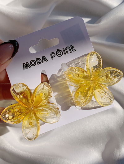 Mini broches flor hawaiana: amarillo