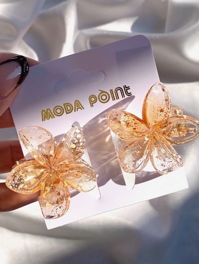 Mini broches flor hawaiana: naranja
