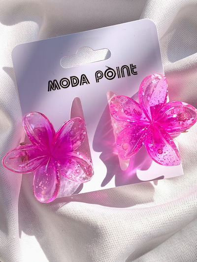 Mini broches flor hawaiana: rosa