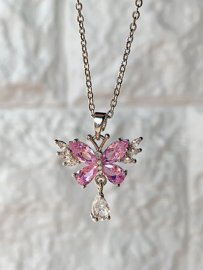 Collar butterfly pink: silver 