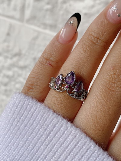 Anillo corona rapunzel silver - violeta