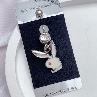 Piercing ombligo playboy - blanco