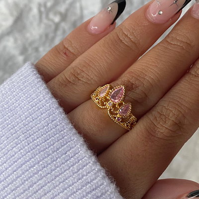 Anillo corona rapunzel - rosa