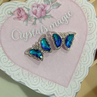 Aros mariposa - azul tornasol