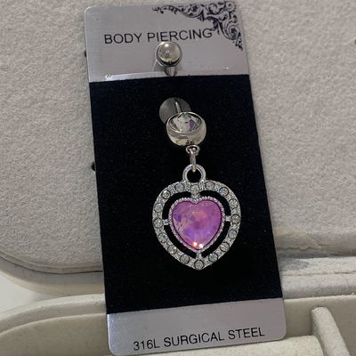 Piercing ombligo: corazón lila