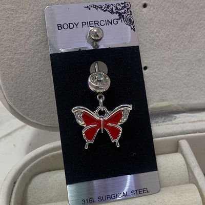 Piercing ombligo: butterfly / rojo