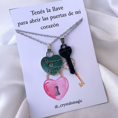 Collar corazón y llave (imantado)