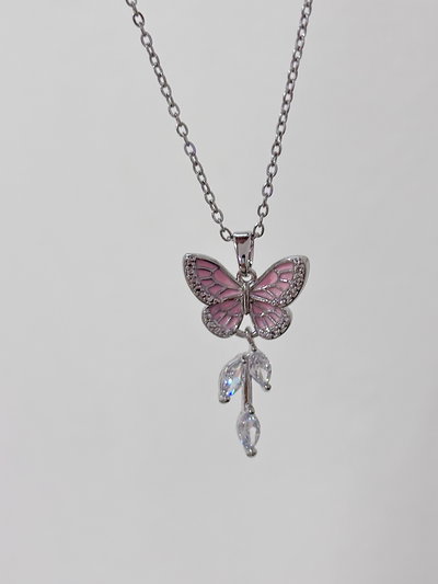 Collar mariposa colgante: rosa