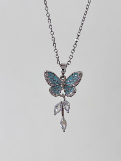 Collar mariposa colgante: celeste