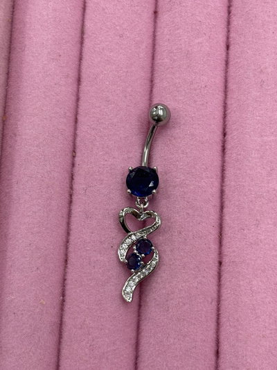 Piercing corazón azul colgante