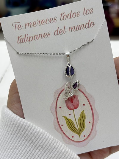 Collar tulipán: Violeta Silver   