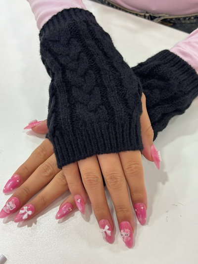 Guantes de lana sin dedo: negro