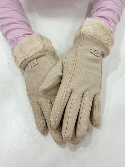 Guantes Princess: símil piel (beige)