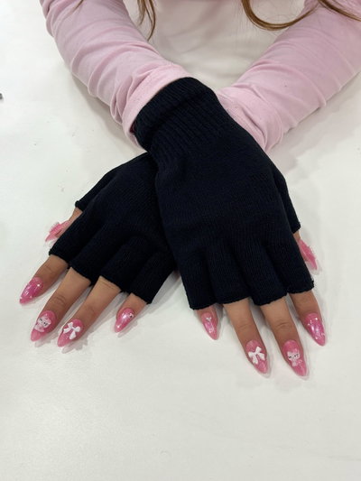 Guantes de lana sin dedo: negro (TRENDY)