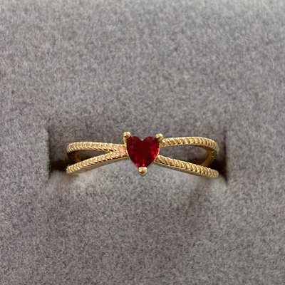 Anillo corazón rojo - regulable 